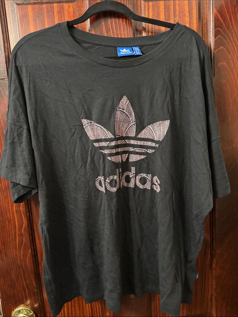 adidas Black Short-Sleeve Trefoil Graphic Tee